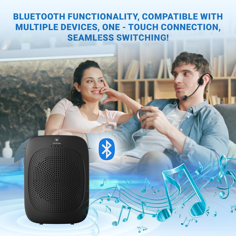 Bluetooth Voice Amplifier with Wireless Earhook Microphone,Wireless Microphone with Speaker Combo,Mini Megaphone with Wireless Amplifier Headset,Portable PA System,Classroom Microphone for Teachers