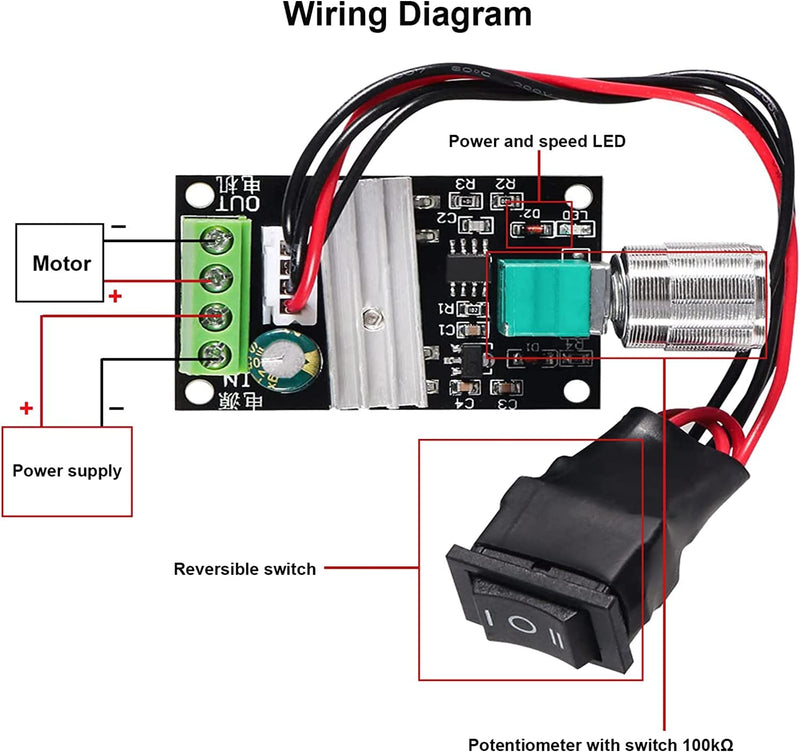 RUNCCI-YUN Pack of 3 6V 12V 24V 3A 80W PWM motor speed controller, DC speed controller 12V, motor speed switch controller (PWM) adjustable reversible motor driver switch (1203BB) DC 6V-24V 3A (823)