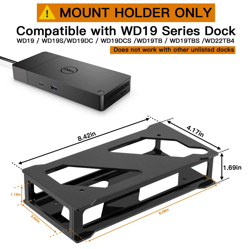 Docking Station Mounting Stand Compatible with Dell WD19 Series Dock, Wall Mount and Under Desk Mount Acrylic Holder for Dell WD19, WD19S, WD19DC, WD19DCS, WD19TB, WD19TBS, WD22TB4 Dock