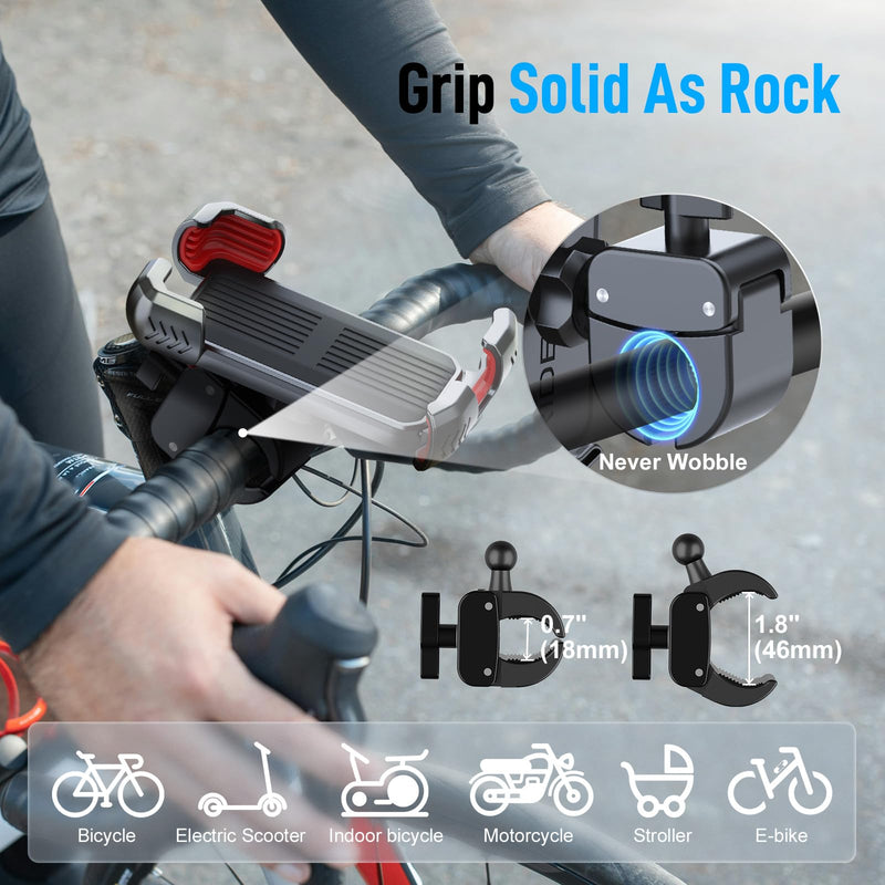 Bike Phone Holder, Moman PME1 Universal Motorcycle Phone Mount 360° Rotatable with Quick Release Handlebar Clamp Compatible with iPhone Samsung 4.5”-7.0” Phone, Motorcycle-Phone-Holder-Motorbike-Mount