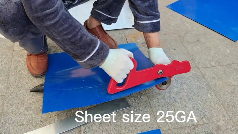 Manual Sheet Metal Cutter Hand Pull Tin Snips Portable Roof Cutting Tools Rotary Metal Plate Shears Double Wheels Scissors Handheld Straight Cut Nibbler Panel Slitter (13.7 IN) 13.7 IN