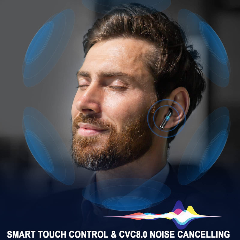 Wireless Earbuds, Bluetooth 5.4 Ear Buds LED Power Display Headphones Bass Stereo, Bluetooth Earbuds in-Ear Noise Cancelling Mic, 40H Playback Mini Case IP7 Waterproof Sports Earphones for Android iOS Black