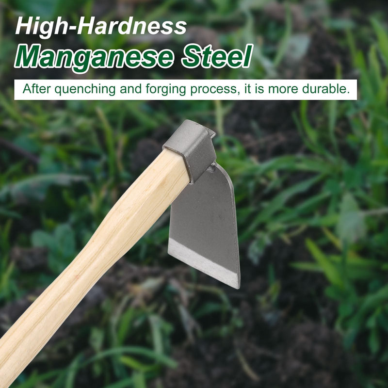 HARFINGTON Garden Hoe 15" x 4.45" Steel Hoe Garden Tool Anti-Rust with Non-Slip Wooden Handle Edger Weeder Shovel for Backyard Loosening Farm Planting Weeding