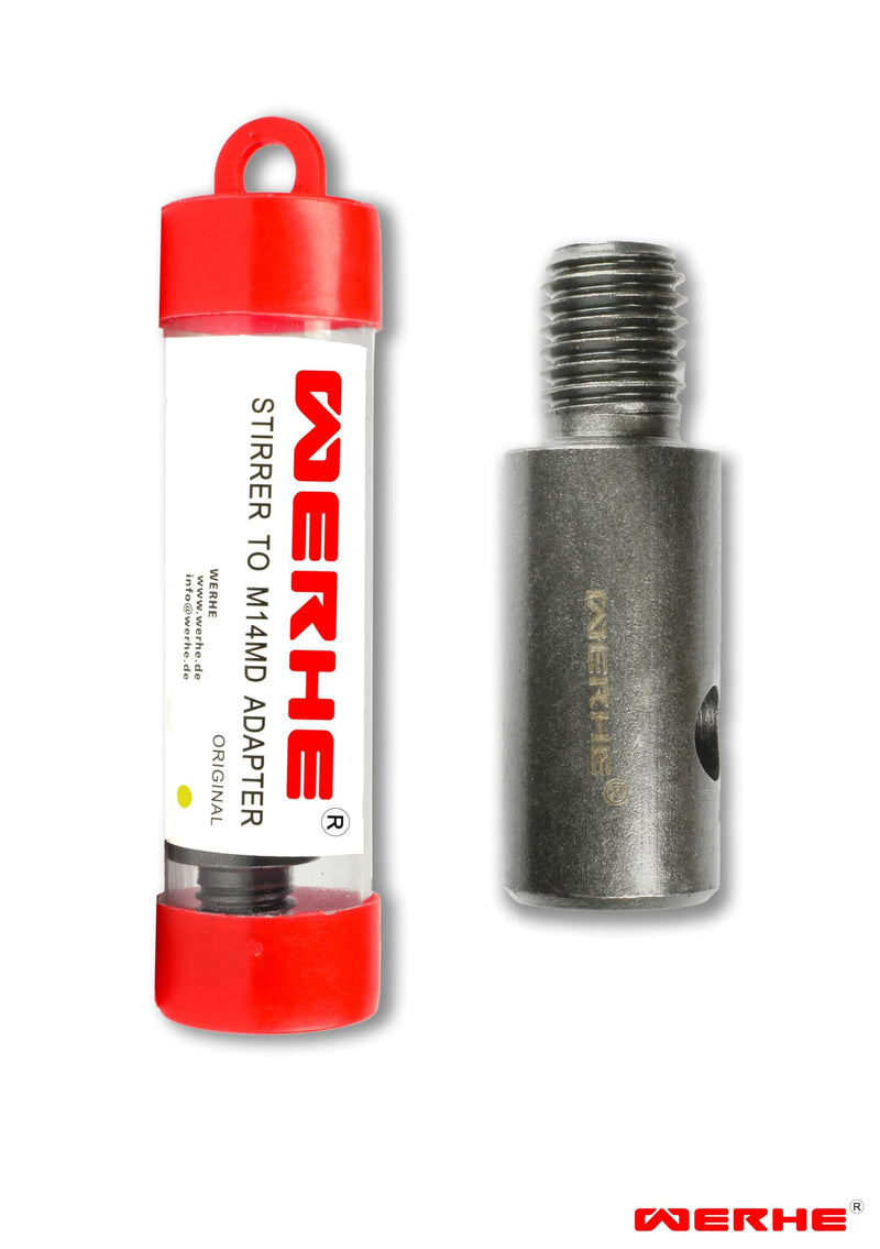 WERHE M14 Adapter for Earth Drill, High Carbon Steel Agitator Adapter for Garden | Compatible with Bosch, Makita, Einhell Drills for Fences, Posts and Trees, 6 x 2 x 2 cm, 100 g, Rustproof