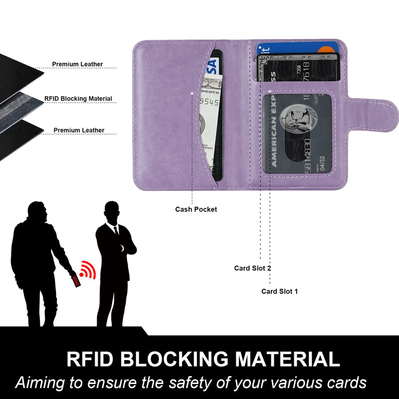 Bocasal for MagSafe Wallet Magnetic Card Holder, RFID Blocking Leather Card Slots for iPhone 15/14/13/12 Pro/Max/Plus, Adjustable Kickstand Flip Mag Safe Wallet (Purple) Purple