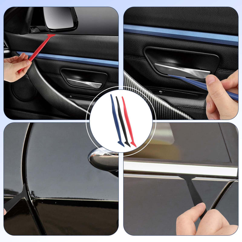 Bewudy 6 Pcs Car Micro Squeegee Curves Slot Tint Tool Set, 3 in 1 Vinyl Car Wrapping Flexible Micro Squeegee, with Different Hardness for Installing Vehicle Wraps and Auto Stickers(6 Pcs)