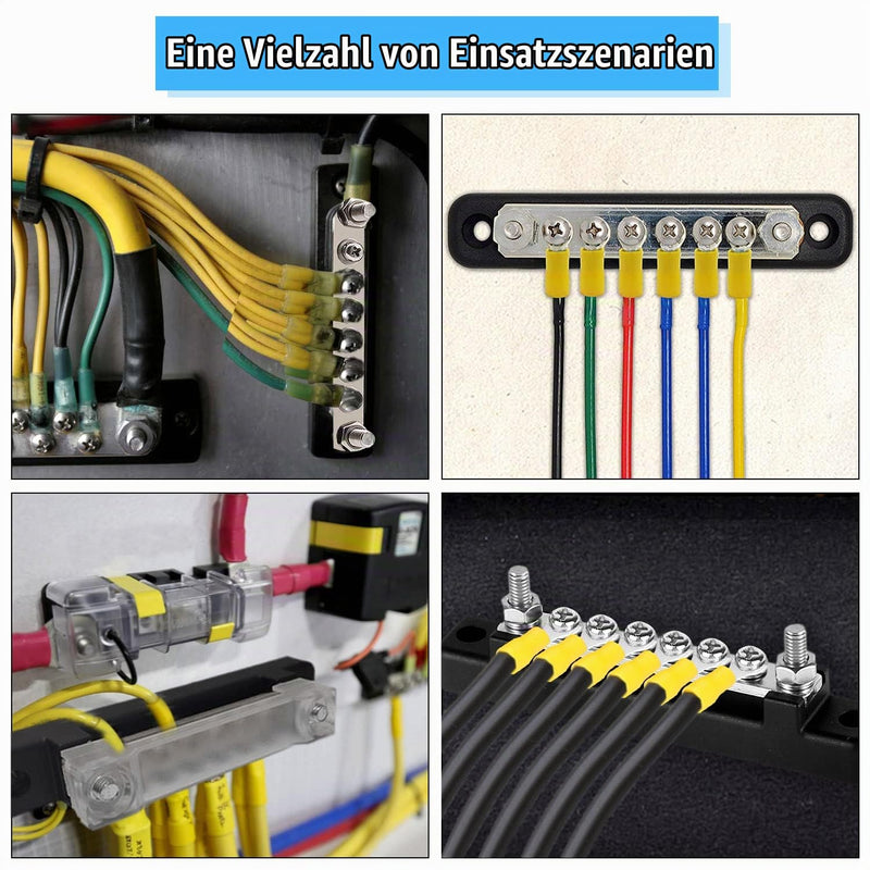 6-Pin Busbar Distribution Block | Distributor Block, Busbar Screw Terminal, Busbar for Truck, Bus, Boat black