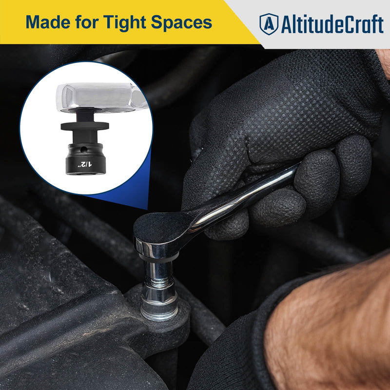 Low Profile Impact Socket Adapter Set, Drive Ratchet Adapter Set, Designed for Tight Spaces, 3/8" to 1/2", 1/4" to 3/8", 3/4" to 1", 1/2" to 3/4", 4PC