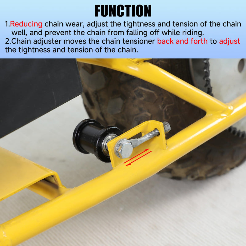 YOXUFA Mini Bike Chain Tensioner with 1-3/4" Roller + Chain Adjuster for Baja Doodlebug Dirt Bug DB30 Motovox Mbx10 Mbx11 Predator 79cc 97cc 98cc 100cc 2.5 3.0hp Powersport Mini Bike Parts