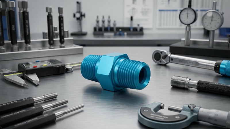 PrecisionGeek Aluminum 1/8 NPT to 1/8 NPT Male to Male Adapter/Coupling Plug, Anodized - 1 Piece (Blue) Blue