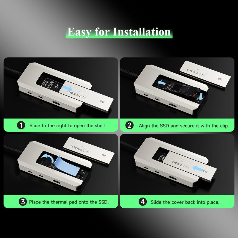 Minthouz USB C Docking Station,8-in-1 USB-C Hub with M.2 NVMe SATA SSD Enclosure,10Gbps Data Transfer, 4K@60Hz HDMI,87W PD,SD/TF Card Reader,USB 3.2 Hub for MacBook Pro/Air, Dell, HP Laptops