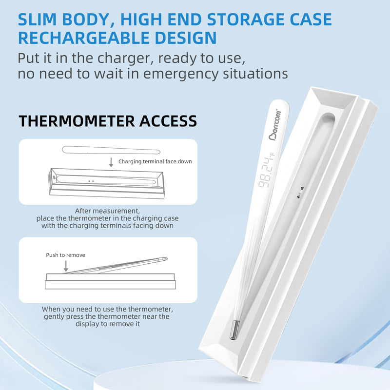 Berrcom Rechargeable Digital Thermometer for Adults & Kids, Medical-Grade Accurate Fast Reading for Oral & Underarm Use with LED Display & Fever Alert AET-F372