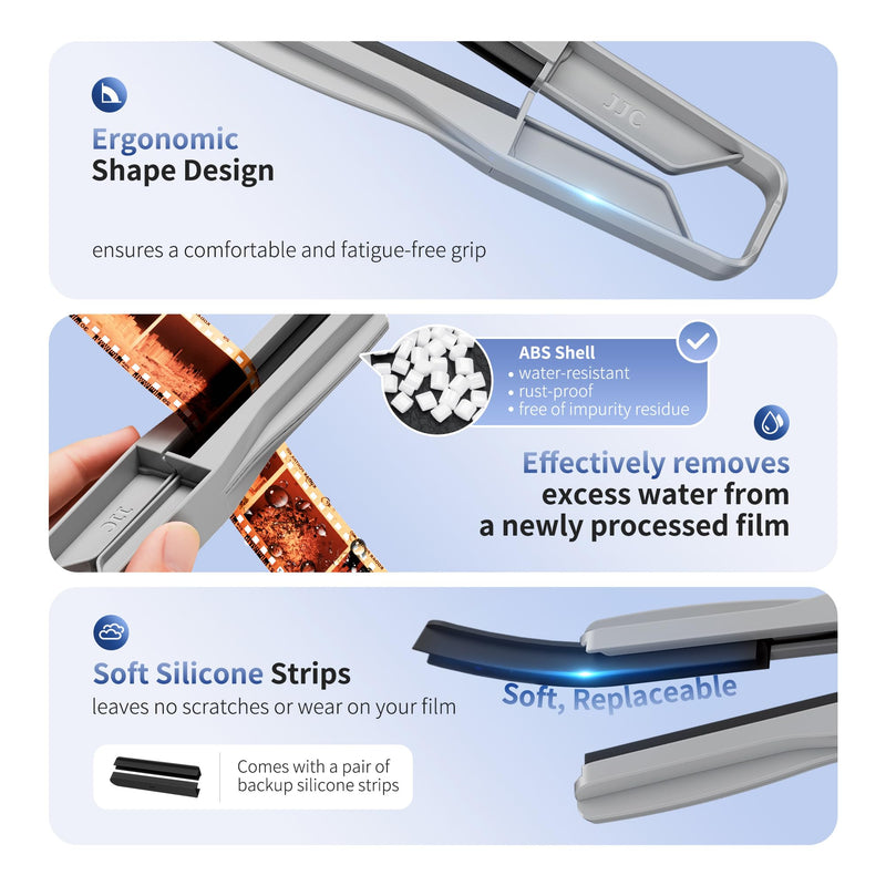 JJC Film Squeegee for 35mm and 120 Film, Film Wiper with Silicone Blades to Dry Water, No Marks and Scratches Leave