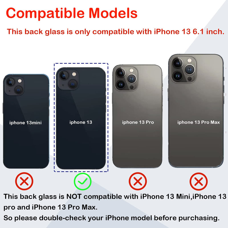OEM Rear Back Glass Replacement for iPhone 13 6.1 Inches with Professional Repair Tool Kit (Midnight/Black) Midnight