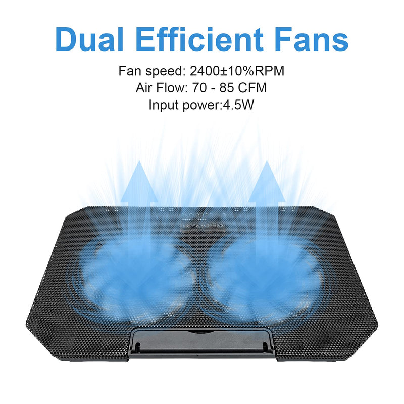 Laptop Cooling pad Laptop Cooler Stand Laptop Fan Cooling pad for 11-15.6 Inch Gaming Notebooks, 2 Turbine Fans,4 Angle Adjustable Laptop Cooling Stand (Black) Black