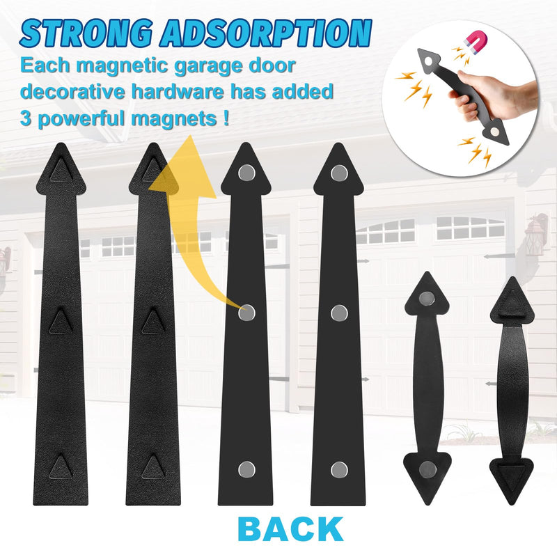 Magnetic Garage Door Hardware,Garage Door Magnetic Decorative Hardware 8 Hinges + 4 Handles for Iron Door,Easy Install,Durable & Waterproof (Classics Style,2 Pack) Traditional