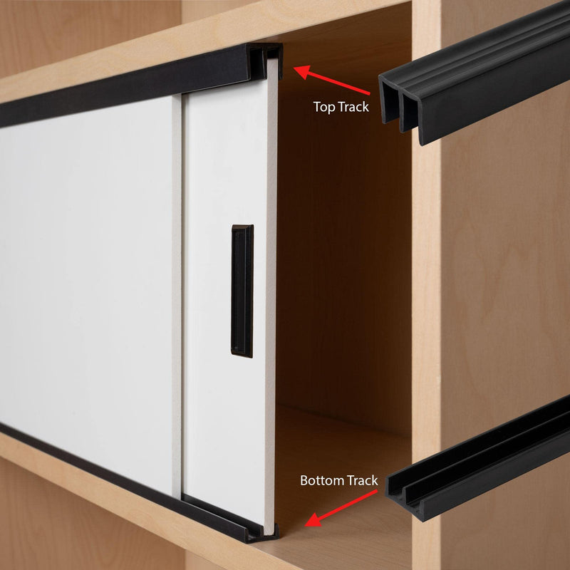 1/4" Panel Sliding Door Track - 48" Black Plastic Upper & Lower Set, USA Made, Pack of 1 - Outwater 4 Feet (48 Inches)