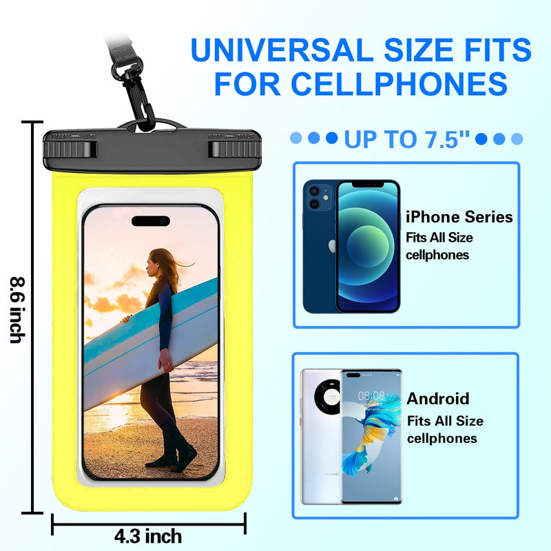4 Pack Waterproof Phone Pouch IPX8 Universal Waterproof Case Dry Bag Phone Protector for iPhone 15 14 13 12 11 Pro Max Plus XS XR X 8 Galaxy S23 S22 S21 S20 Pixel Up to 7.5"(Multicolor 4) Multicolor 4