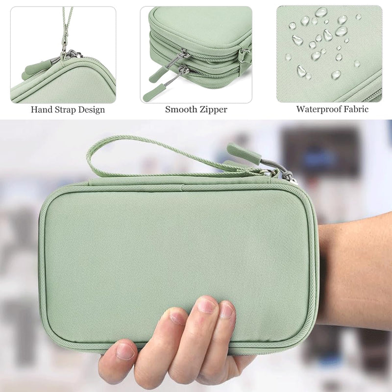Cord Organizer Travrel Bag, Electronic Organizer Travel Case, Water Resistant Cable Organizer Pouch for Cable, Cord, USB, Charger, Phone, Power Bank, Earphone (Mint Green, Medium) Mint Green