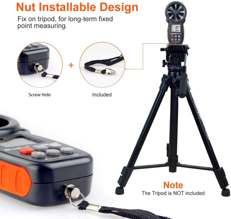BTMETER BT-100 Digital Anemometer Handheld Anemometer Wind Speed Meter Gauge, Precise measurement of wind speed (CFM) with MAX/MIN/AVG, LCD backlight for shooting BT-100 anemometer
