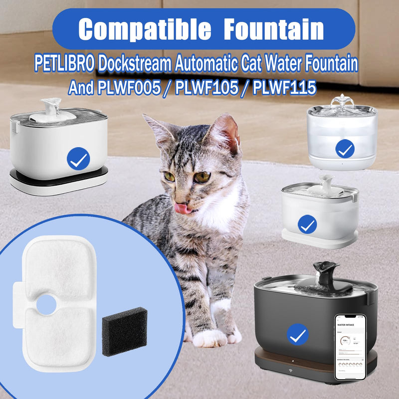 Cat Water Fountain Filter,petlibro filter replacement fit for Pet Fountain PLWF005/PLWF115/PLWF105,Pet Fountain Replacement Filters (White, 24P) White