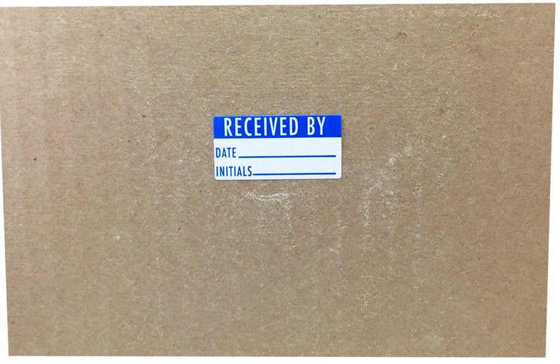 White and Blue Received By Labels, 3/4 x 1 1/2 Inch Adhesive Stickers, 500 Total Labels on a Roll with Write in Date and Initials for Inventory, Receiving, and Tracking – Made in the USA 0.75 x 1.5" Rectangle