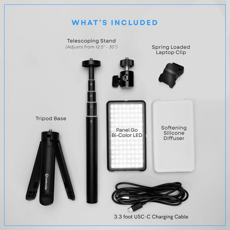 Lume Cube Broadcast Lighting Kit Live Stream Webcam Light for Computer & Laptop Enhance Video Calls Streaming & Vlogging Include Adjustable Tripod & Clip Mount Adjust Brightness & Color Temperature Pack of 1 Lighting Kit with Laptop Clip & Stand