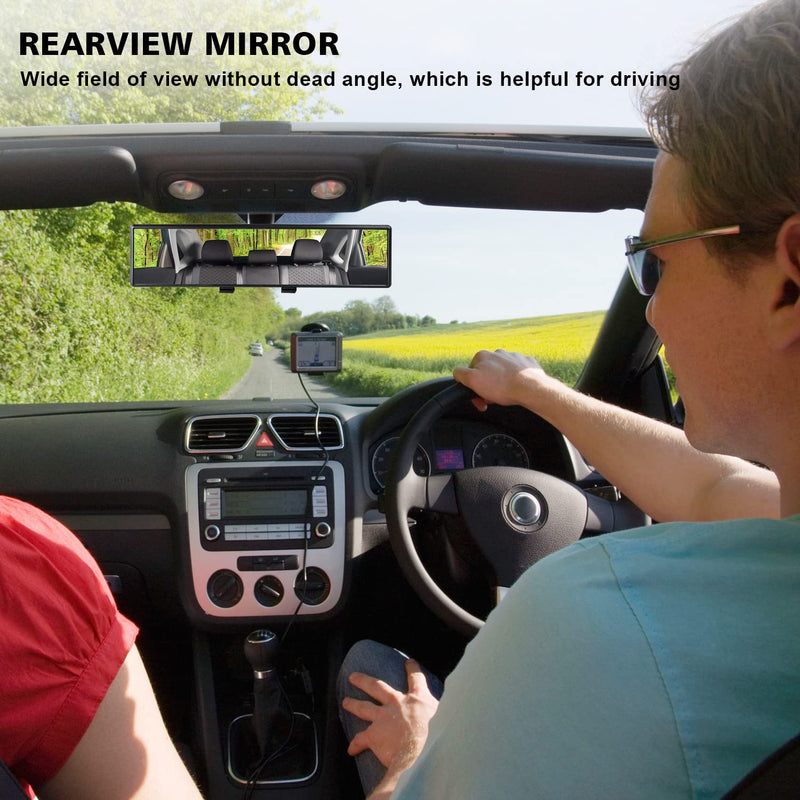 Car HD Rearview Mirrors 12 Inch, Interior Clip-on Panoramic Rear View Mirror, Wide Viewing Range Rear View Mirror, Universal Use for Cars, SUVs, Trucks, Vehicles