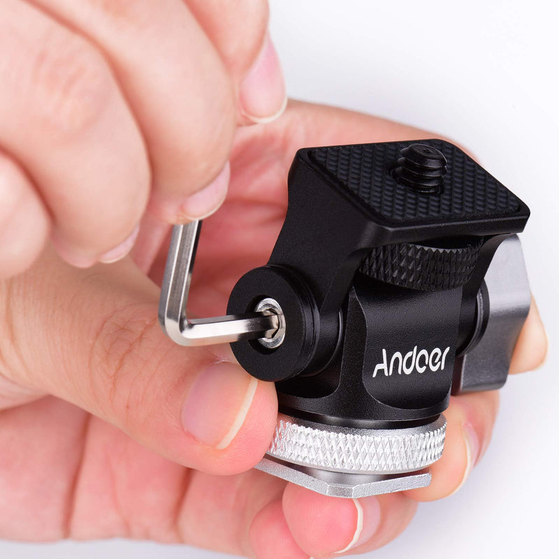 Andoer Mini Monitor Mount Tripod Head Cold Shoe Adapter Aluminum Alloy 1/4 Inch Screw for Mounting Camera Monitor Flash Microphone LED Fill Light