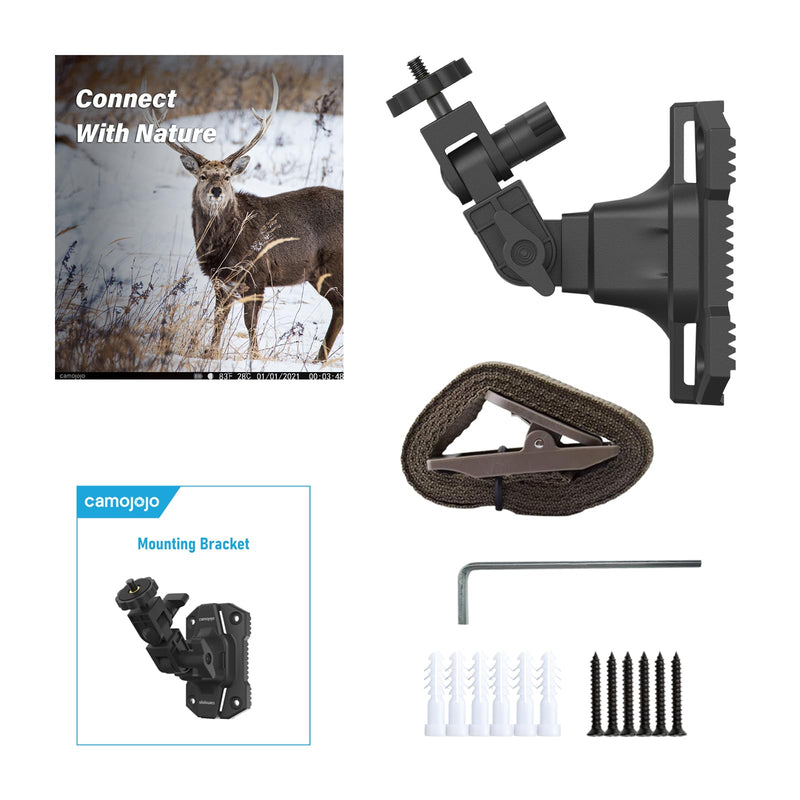 Trail Cameras Mounting Bracket with 1/4" -20 Threaded Insert 360°Rotating Adjustable Holder for Outdoor Hunting Gear Accessory, Game Camera Holder Monitor Stand Hunting Camera Kit
