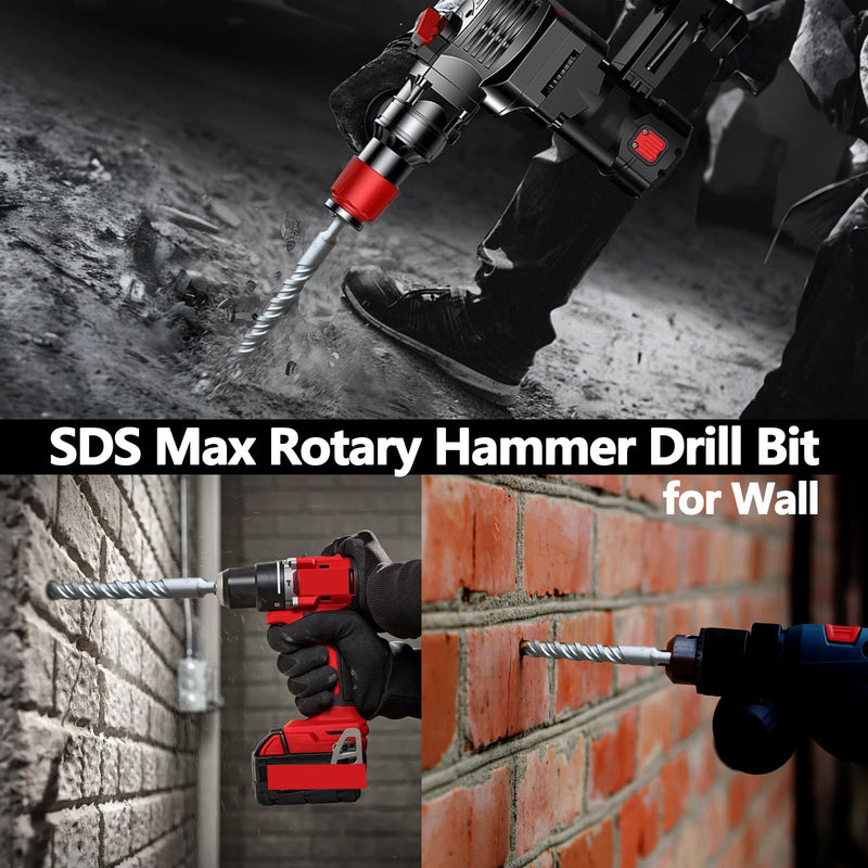 1-1/2 x 10 inch SDS Max Rotary Hammer Drill Bit, 38x260mm Carbide Tip Masonry Drill Bit,Concrete Drill Bit for Masonry, Brick, Stone, Concrete (Length :260mm / 10 inch, 38mm (1-1/2 in) Diameter) 38mm ( 1-1/2 in ) Diameter Length :260mm / 10 inch