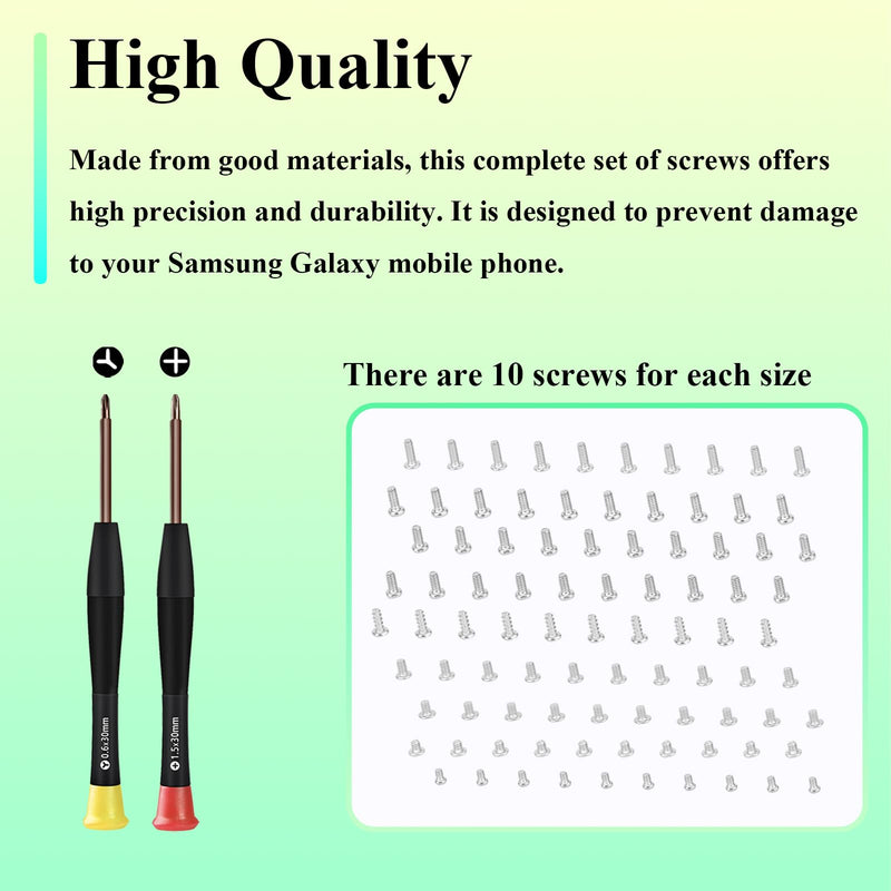 for Samsung Galaxy Mobile Phone Full Complete Screws Replacement Kit for All Models A15 A14 A13 5G S24 S23 S22 Plus Ultra Internal Screw Fix Inner Parts with Screwdrivers Repair Tool Full Set