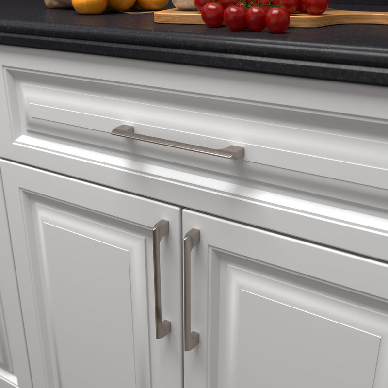| 5 Pack Brushed Nickel 6.3 Inch Hole Center | Solid Metal Cabinet Handles Bathroom Home Decor Drawer Pulls | Stainless Metal Kitchen Cabinet Handles | Etna Collection 6.3" (160mm) 01-Brushed Nickel (5 Count)