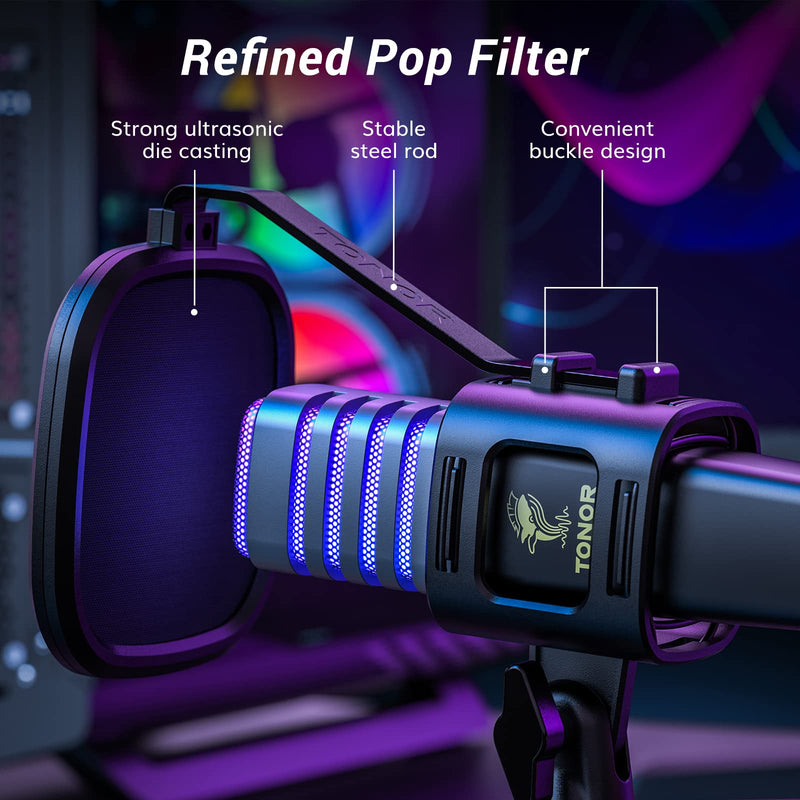 TONOR RGB USB Microphone, Cardioid Condenser Computer PC Mic with Tripod Stand, Pop Filter, Shock Mount for Gaming, Streaming, Podcasting, YouTube, Twitch, Compatible with Laptop Desktop,TC30 with RGB TC30S