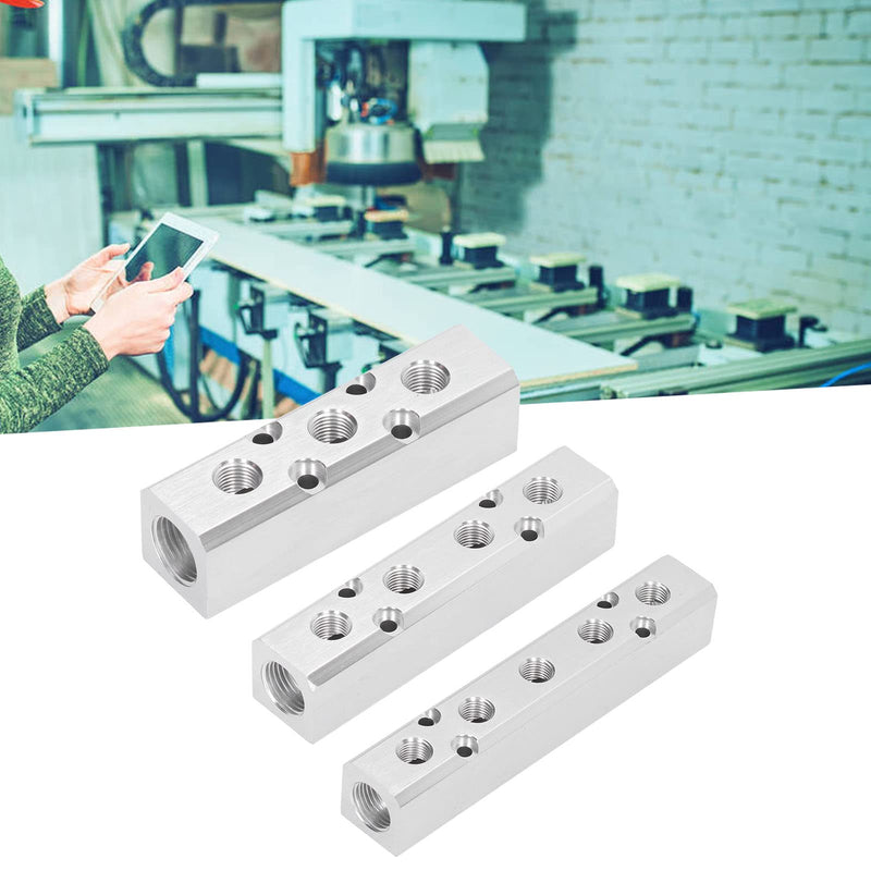 Eujgoov Pneumatic Distribution Block, Air Distribution Block, Aluminum Block, Compressed Air Distributor, Pneumatic Block, G1/2 Input, G1/4 Output, 30 x 30 mm (SY30‑02‑4F)