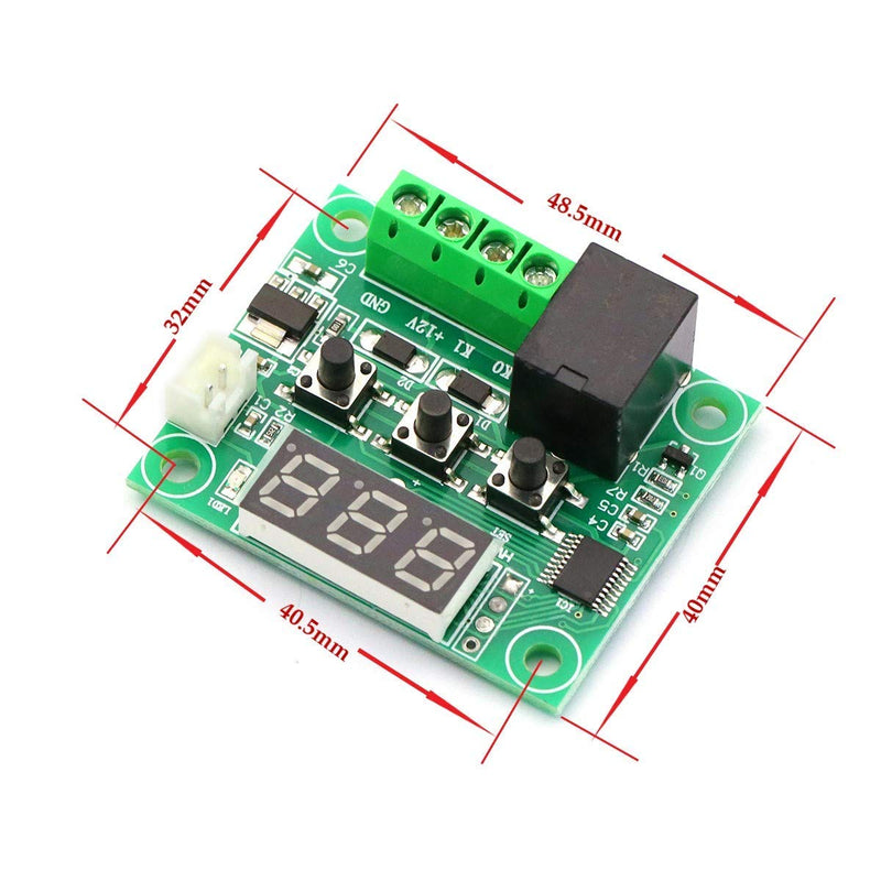 Greluma W1209 LED Digital Thermostat Controller Temperature Temp Control Switch Module Board 12 V DC -50 ~ 110 °C with Waterproof Sensor Probe (Red LED + Acrylic Housing) Pack of 2 Temperature Control Module 1-2