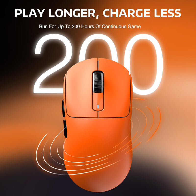 ATTACK SHARK X3 Wireless Gaming Mouse, 49g Ergonomic Computer Mouse, Triple Modes PAW3395 26K DPI Optical Sensor, 200h Battery Life, Programmable Buttons, Gaming Accessories for PC/Laptop/Mac(Orange) Orange