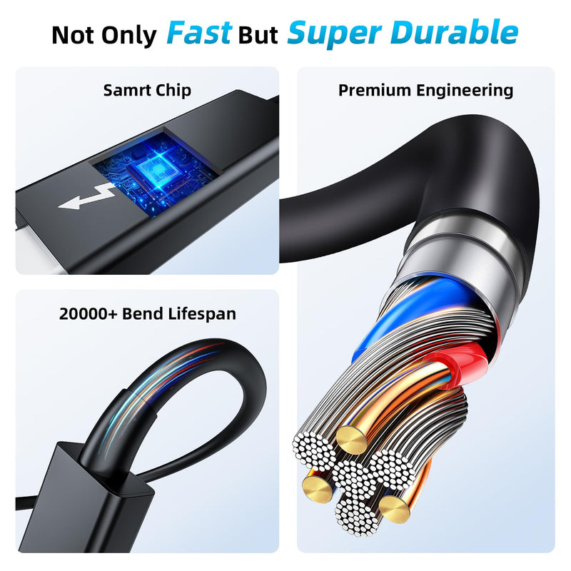Active Thunderbolt 3 Cable 6.6ft/ 2M, USB-C to USB-C Cable with 100W Charging/ 40Gbps Data Sync and 5K/4K @60Hz, Compatible with Type-C Mac Books, iPad Pro 2021/22, Dell, Docking, SSD, Hub and more Thunderbolt 3 - 2m / 6.6ft