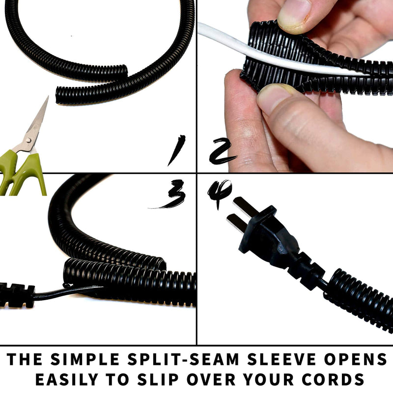 30 ft Dog Cat Cord Protector Electric Wires Covers Wire Loom Tubing Protect Wires from Rabbits, Cats and Other Pets - Outside Diameter 13mm Black