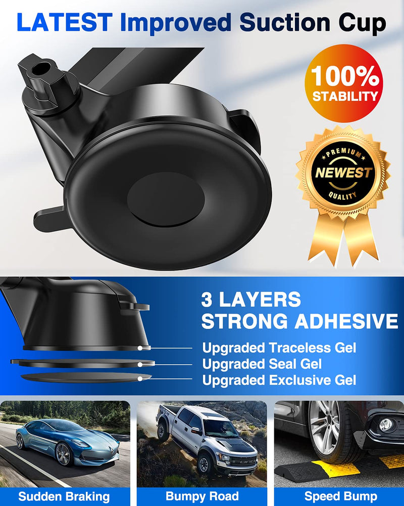 2024 Ultimate Car Phone Mount【80+LBS Strongest Suction & Military-Grade】【Patent & Safety Certs】 Cell Phone Holder Truck Stand for Dashboard Windshield Vent for iPhone 15 Pro Max 14 13 Samsung, Black