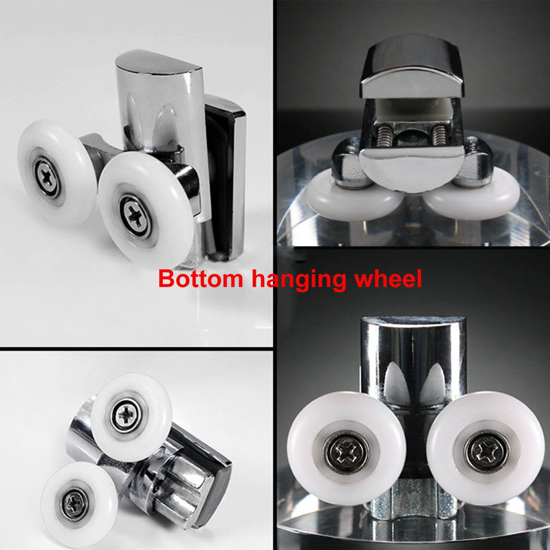 KAFENDA Zinc Alloy Shower Door Runners 23mm Twin Shower Door Rollers 2top 2bottom 4pcs Silver