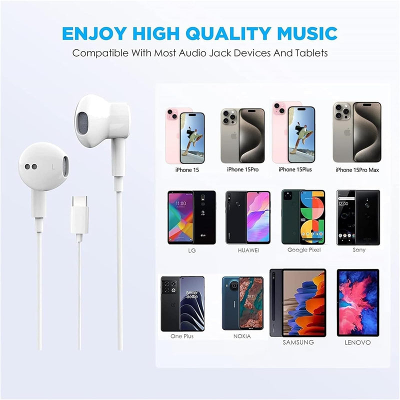 2 Packs USB C Headphones for iPhone 16/15 Pro Max Plus Type C Earbuds Wired Earphones with Mic & Remote Control Noise Cancelling for iPhone 16/15 pro, iPad Pro, Galaxy S23/S22/S21/S20/Ultra Note 10/20
