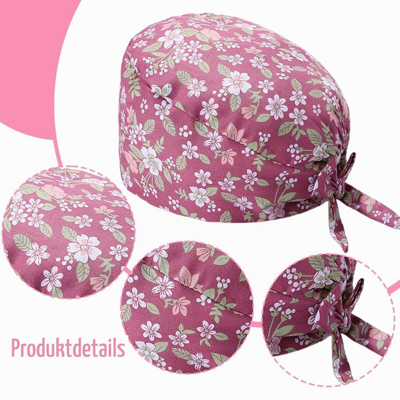 2pcs Surgical Cap Adjustable with Button Work Cap Cotton Print Nurses Cap Unisex Dust Cap for Doctors, Nurses a