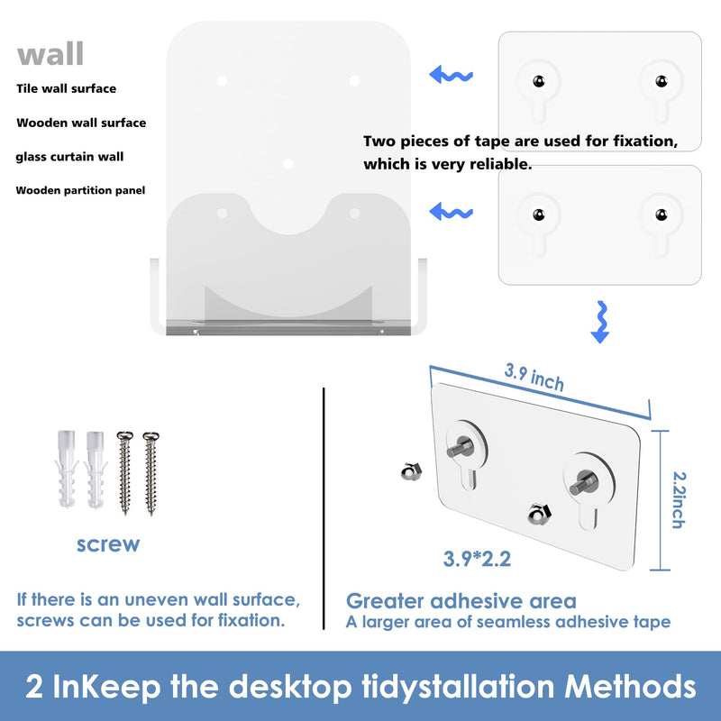 Acrylic Wall Mount for Mac mini M4/M4 Pro,Wall Holder Desktop Accessory (Transparent White) Transparent White