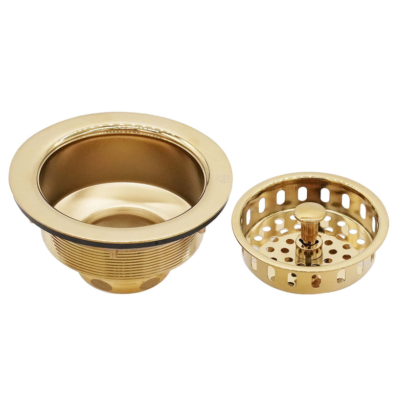 Westbrass D214-01 3-1/2" Post Style Large Kitchen Sink Basket Strainer, Polished Brass 1-Pack