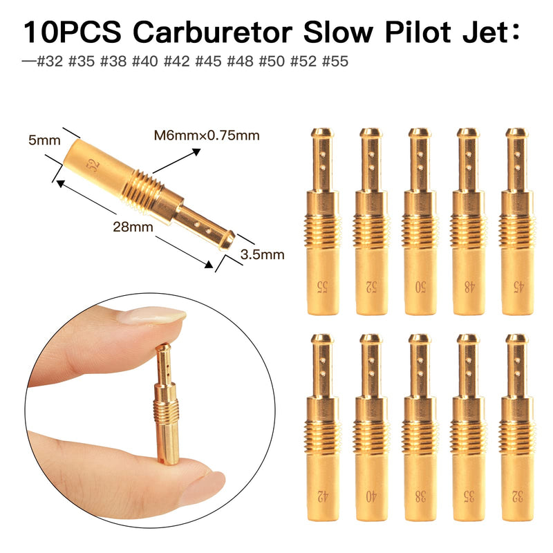 40PCS Carburetor Main Jet Slow Pilot Jet Kit, Include 30pcs Main Jets and 10pcs Slow Pilot Jet for PWK Keihin OKO CVK Crab,Replace #SCL-2018090002-ZH-T-01/02 SCL-2018090001/03-ZH-T-01