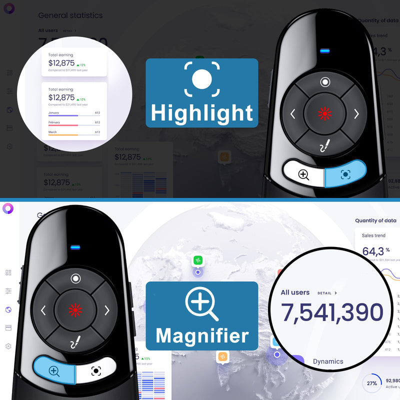 2IN1 Laser Pointer Digital Presentation Clicker on TV Screen w USB Flash Drive, Highlight Clicker for Powerpoint Presentation USB C A for Laptop MacBook Computer, PPT Clicker for Office Classroom Physical & Digital on TV