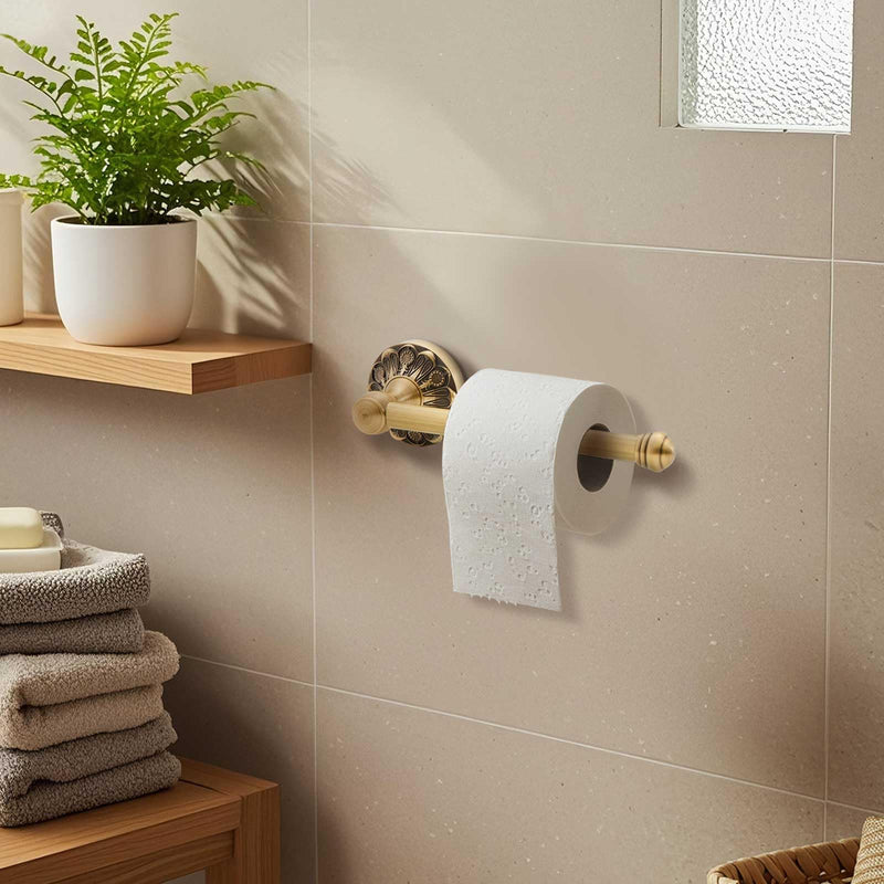 2 Pieces Set Antique Brass Toilet Paper Holder Retro Brass Hand Towel Ring Tissue Roll Paper Hanger Bathroom Hardware Wall Mounted Vintage Bathroom Accessories(Rectangle) Rectangle