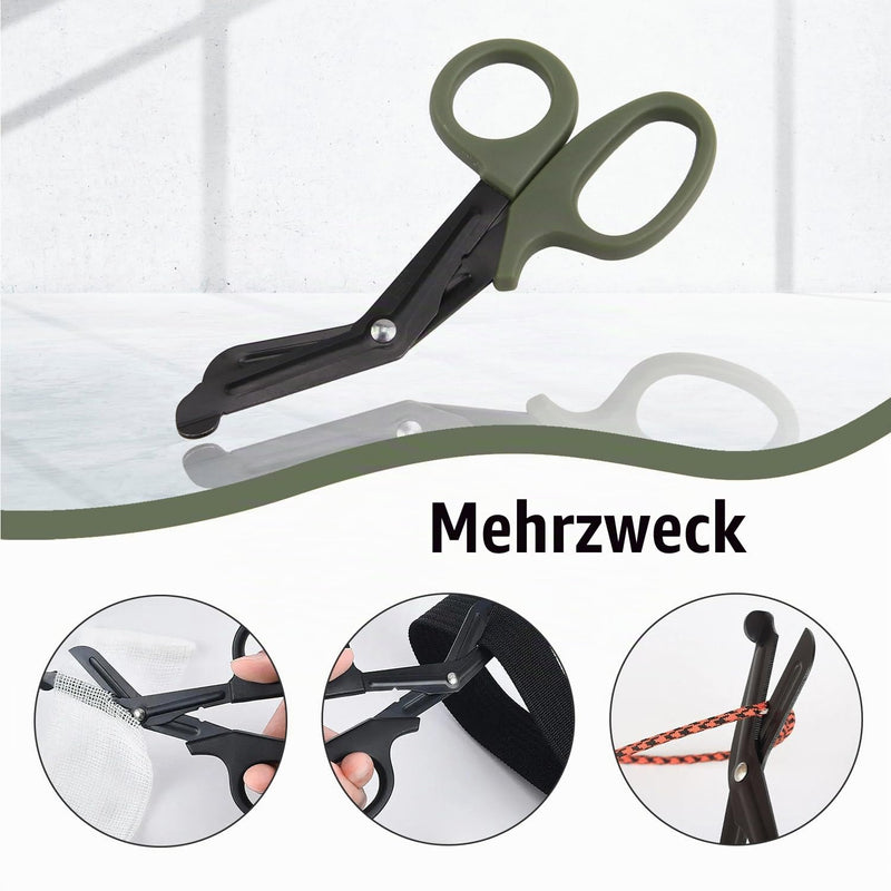 Pack of 2 Medical Bandage Scissors, Rescue Scissors, Bandage Scissors, Nurse, Surgical Scissors, Black + Green, 15 cm