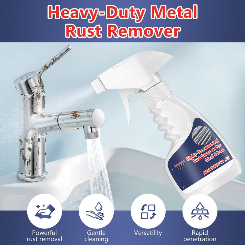 Heavy-Duty Metal Rust Remover,Powerful Rust Removal,Rust Stain Remover Heavy Duty,Anti-Rust Converter Spray,Stainless Steel Rust Remover,Multipurpose Rust Remover Spray for Various Metals (120ml)